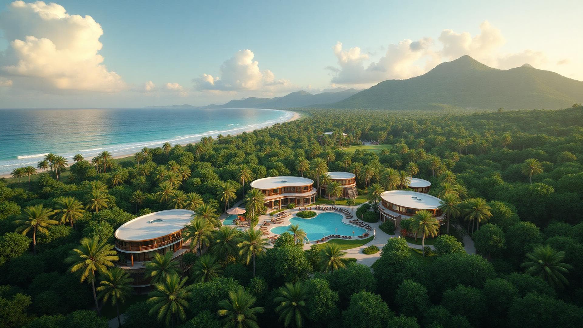 Aerial view of The Farm wellness village